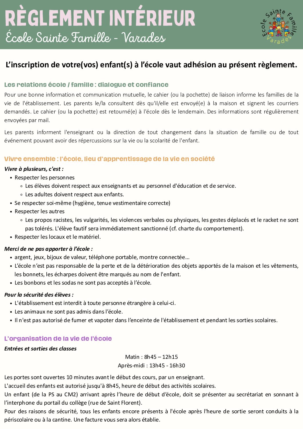 Règlement intérieur